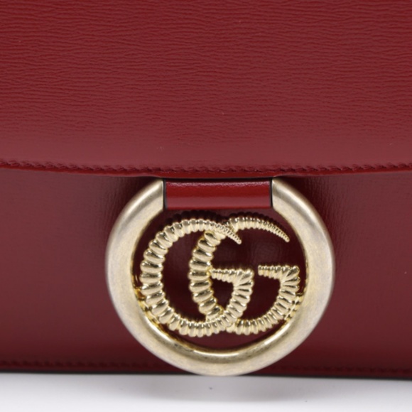 SOLD - Gucci Red Leather Shoulder Bag with Scarf - Picture 3 of 14